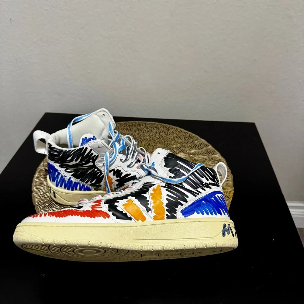 Men’s Marni x Veja High-Top Multicolored Scribble Sneakers - Like New - Picture 4 of 6